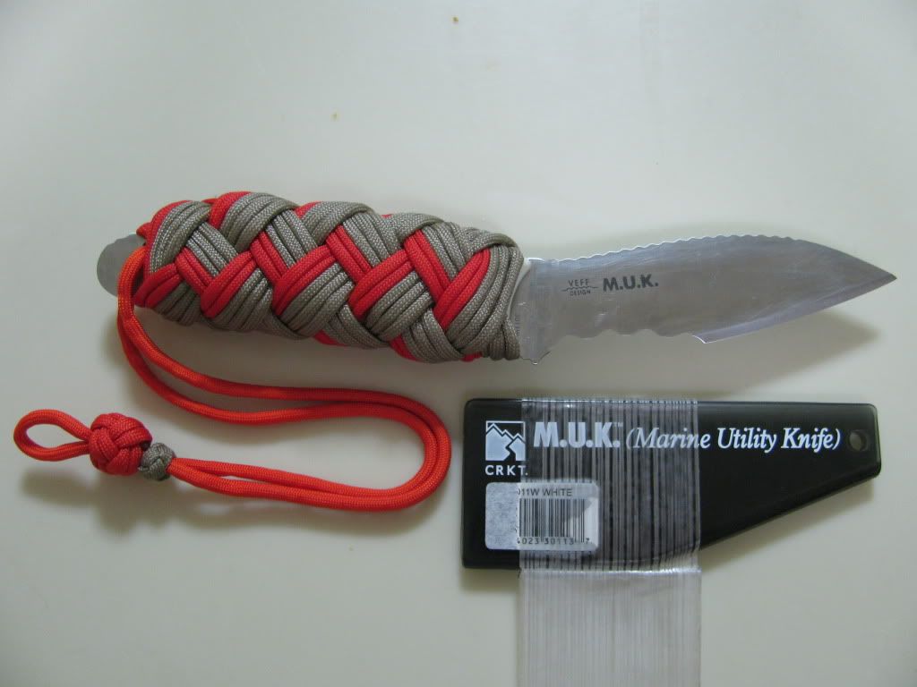 A unique paracord handle wrap CRKT M.U.K. (marine utility knife) Paracordist Creations LLC